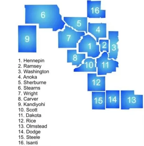 We provide services across the following counties in Minnesota